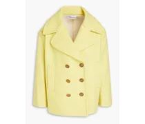 Double-breasted wool-blend coat - Yellow