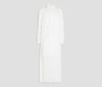 Gathered organic cotton-twill midi shirt dress - White