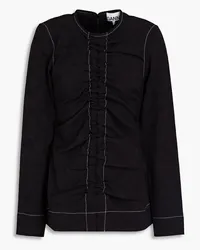 Ganni Ruched jacquard blouse - Black Black