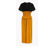 Shirred Tencel-blend™ midi dress - Yellow