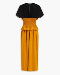 Mother of Pearl Shirred Tencel-blend™ midi dress - Yellow Yellow