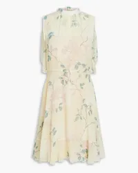 RED Valentino Ruffled floral-print fil coupé mini dress - Yellow Yellow