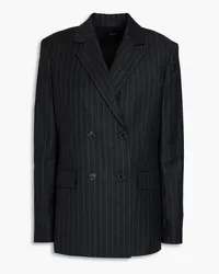 Theory Double-breasted pinstriped wool-flannel blazer - Gray Gray