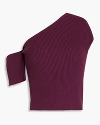 MATÉRIEL One-shoulder ribbed cotton-blend top - Burgundy Burgundy