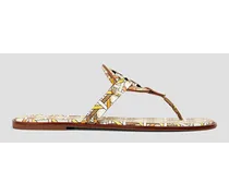 Miller laser-cut printed leather sandals - White