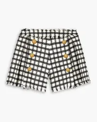 Balmain Checked pleated wool-blend tweed shorts - Black Black