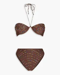 Oséree Gem crystal-embellished halterneck bikini - Brown Brown