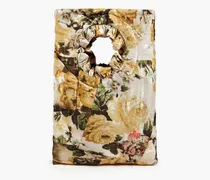 Lola floral-print satin-jacquard tote - Neutral