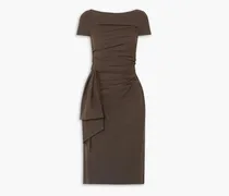 Bouvier draped wool-blend voile dress - Brown