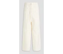 Appliquéd cotton pants - White