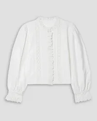 DÔEN Vermont ribbed broderie anglaise cotton shirt - White White