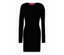 Ribbed merino wool-blend mini dress - Black