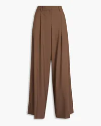 Theory Pleated wool-blend wide-leg pants - Brown Brown