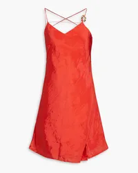 REJINA PYO Sabine embellished crinkled satin mini dress - Red Red