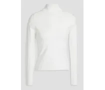 Appliquéd stretch-knit turtleneck top - White