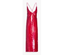 Sequined satin dress - Red