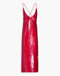 Ganni Sequined satin dress - Red Red