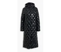 Duvet quilted shell hooded down coat - Black