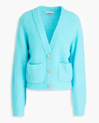 Ganni Ribbed-knit cardigan - Blue Blue