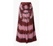 Arroyo ruched tie-dyed knitted maxi skirt - Burgundy