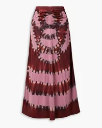 Altuzarra Arroyo ruched tie-dyed knitted maxi skirt - Burgundy Burgundy