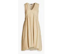 Gathered linen-gauze dress - Neutral