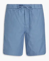 Frescobol Carioca Herringbone linen and cotton-blend drawstring shorts - Blue Blue