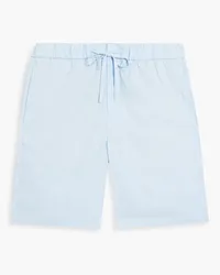 Frescobol Carioca Herringbone linen and cotton-blend drawstring shorts - Blue Blue