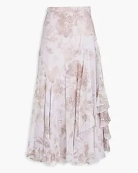 Erdem Asymmetric floral-print silk-georgette midi skirt - Purple Purple