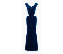 Giada off-the-shoulder cutout velvet gown - Blue