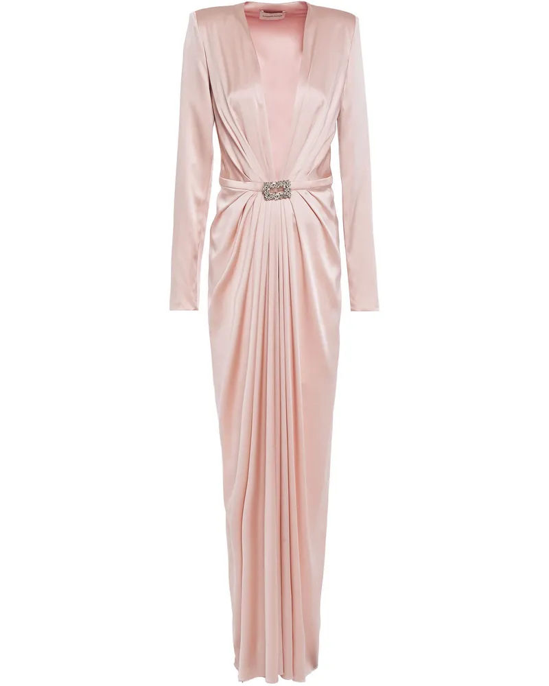 Alexandre Vauthier Draped crystal-embellished silk-blend satin gown - Pink Pink
