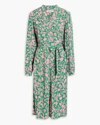 Diane von Furstenberg Khloe pintucked floral-print crepe dress - Green Green