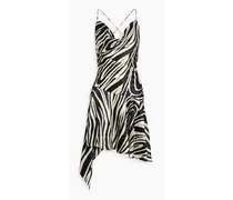 Bitty draped zebra-print silk-satin mini dress - Animal print