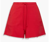 Appliquéd French cotton-terry shorts - Red