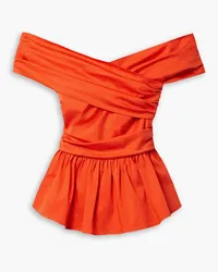 Altuzarra Pella off-the-shoulder cotton-blend poplin peplum top - Orange Orange