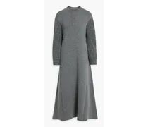 Brushed wool and cashmere-blend midi dress - Gray