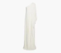 Sylvie one-shoulder draped jersey gown - White