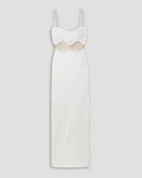 GALVAN Isola Bella mesh-paneled knitted maxi dress - White White