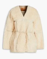 Zimmermann Belted shearling jacket - White White