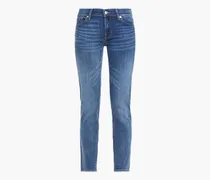 Cropped mid-rise slim-leg jeans - Blue
