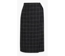 Joline Prince of Wales checked wool-blend wrap skirt - Gray
