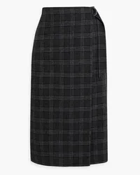 Iris & Ink Joline Prince of Wales checked wool-blend wrap skirt - Gray Gray