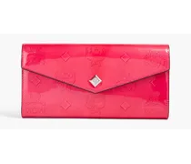 Logo-embossed glossed-leather wallet - Pink