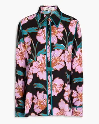 Diane von Furstenberg Floral-print crepe shirt - Black Black