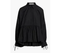 Andrea gathered cotton-poplin blouse - Black