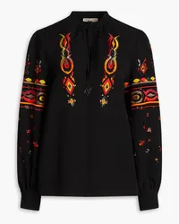 Emilio Pucci Embroidered stretch-crepe blouse - Black Black