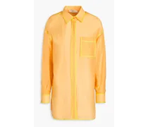 Two-tone cotton and silk-blend voile shirt - Orange