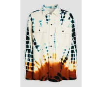 Tie-dyed crinkled wool-blend flannel shirt - White