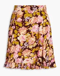 byTiMo Floral-print crepe de chine mini skirt - Brown Brown