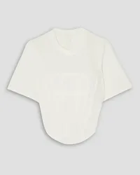 Dion Lee Cropped grosgrain-trimmed ribbed stretch-cotton jersey T-shirt - White White